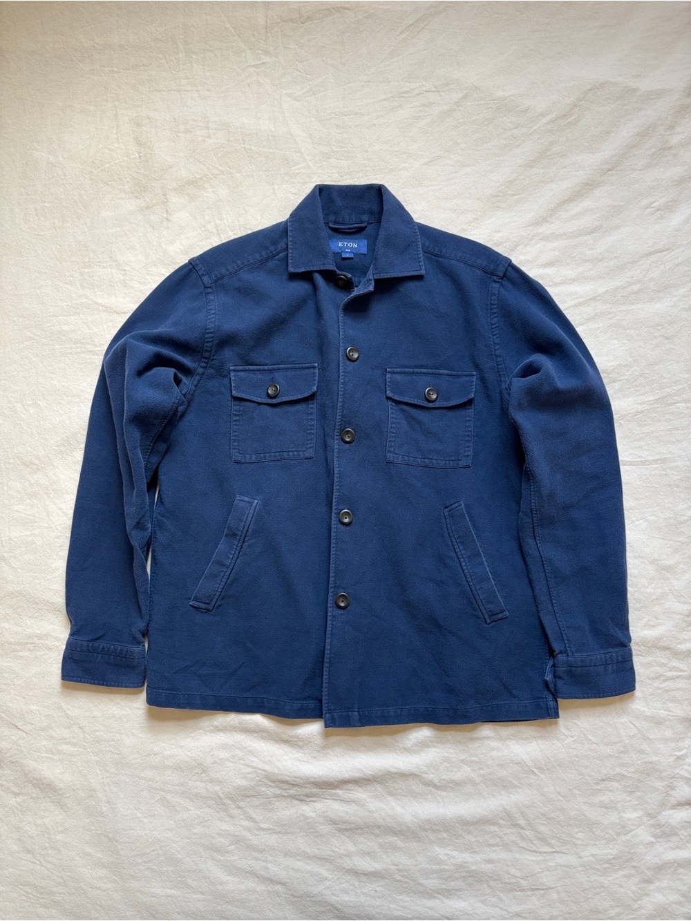 Eton Navy Blue Brushed Cotton Chore Jacket Size M